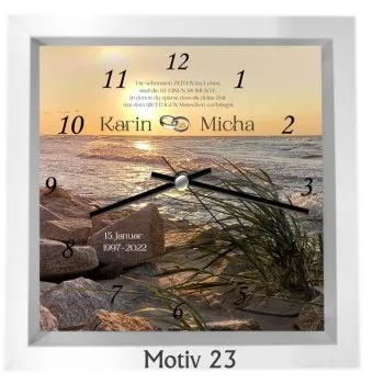 Außergewöhnliche Geschenkideen zur Silberhochzeit - Uhr/Bild - weiß